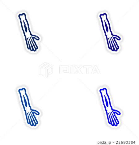 Set paper stickers on white background arm bones Set paper stickers on white background arm bones 22690384
