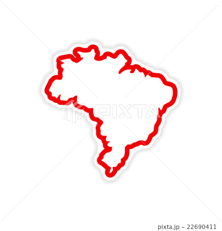 paper sticker Brazilian map on white background paper sticker Brazilian map on white background 22690411