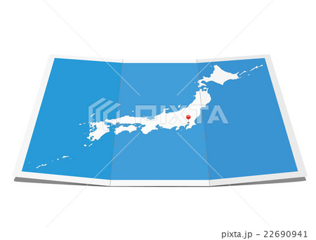 広げた日本地図 東京にピン 22690941