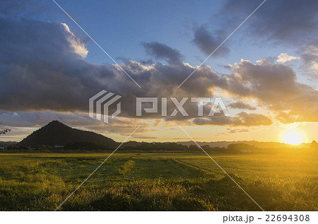 大館市　達子森の夕日 22694308