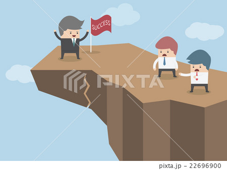 Businessman standing on the top of the cliff Businessman standing on the top of the cliff 22696900