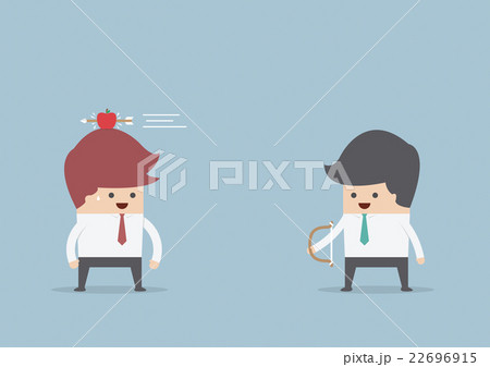 Businessman shooting target with a bow and arrow Businessman shooting target with a bow and arrow 22696915