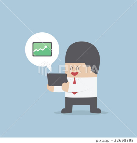 Businessman holding a tablet with growing graph 22698398