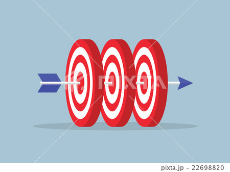 Arrow hitting center of the three targets Arrow hitting center of the three targets 22698820