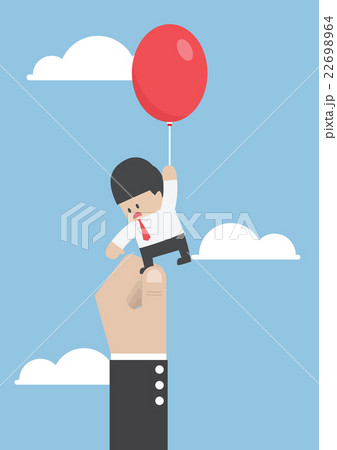 Businessman flying with balloon being hindered 22698964