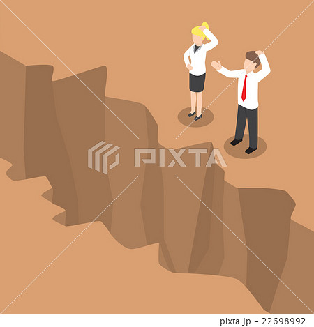 Isometric businesspeople standing at cliff 22698992