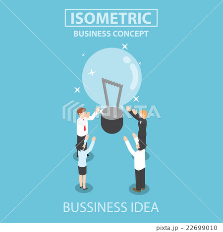 Isometric business people getting good idea 22699010
