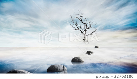 Beautiful sea level with fantasy sky, zen concept 22703180