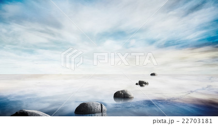 Beautiful sea level with fantasy sky, zen concept 22703181