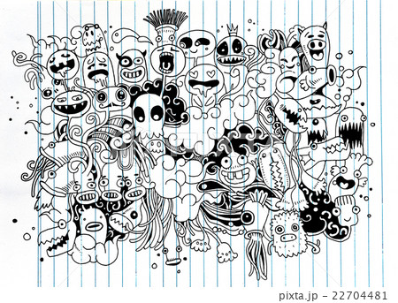 Hipster Hand drawn doodle Monster City,drawing  22704481