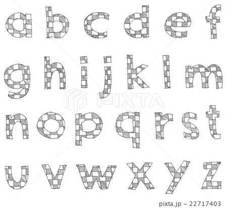 Hand written checkered lower case alphabet Hand written checkered lower case alphabet 22717403