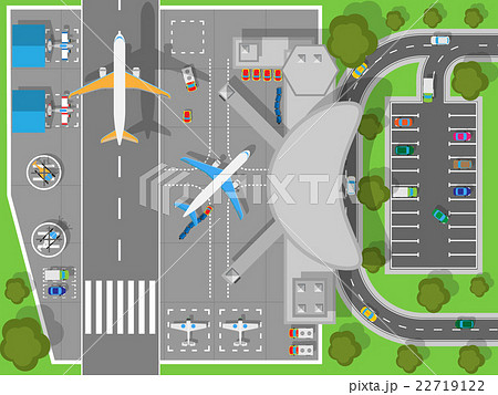 Airport A Top View Terminal And Aircraftのイラスト素材