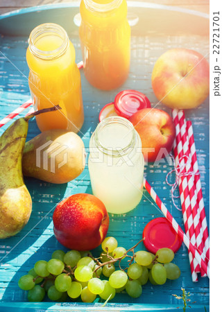 Juice Different Colors Bottles Fruits Picnic Party 22721701