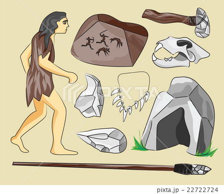 Prehistoric stone age icons set 22722724