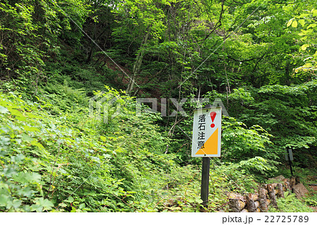 落石注意の看板 22725789