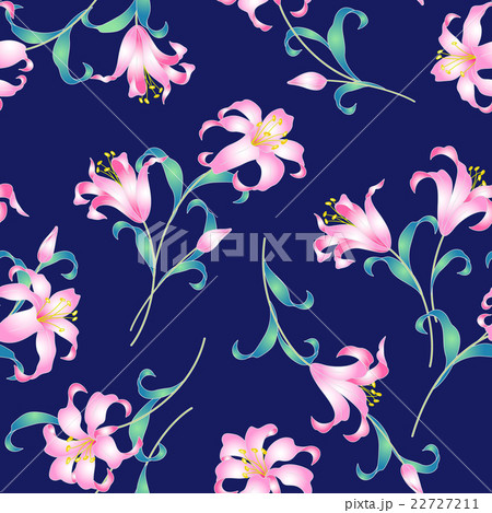 日本的なユリ柄 22727211