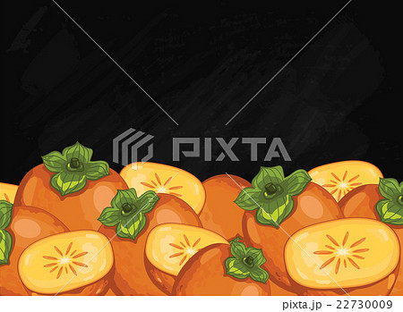 Persimmon fruit composition on chalkboard, raster Persimmon fruit composition on chalkboard, raster 22730009