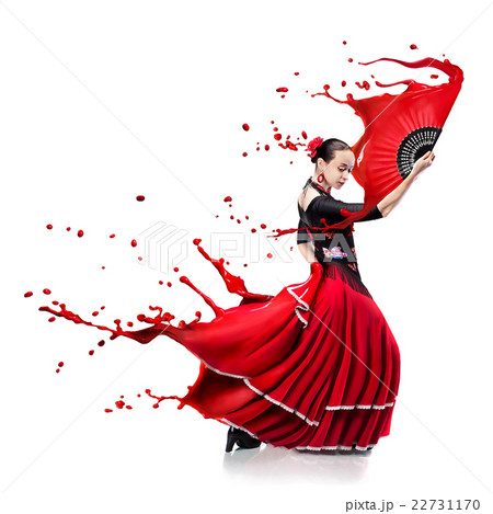 young woman dancing flamenco with paint splashes 22731170