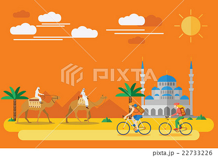 Couple Riding Mountain Bikes In Desert 22733226