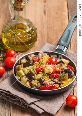 Vegetable ratatouille in a frying pan Vegetable ratatouille in a frying pan 22733284