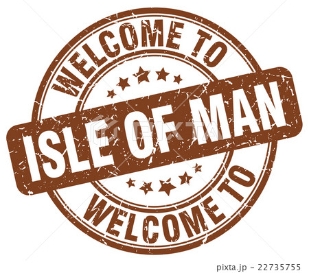 welcome to Isle Of Man brown round vintage stamp welcome to Isle Of Man brown round vintage stamp 22735755