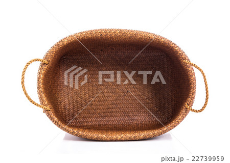 Empty wicker basket on white background 22739959