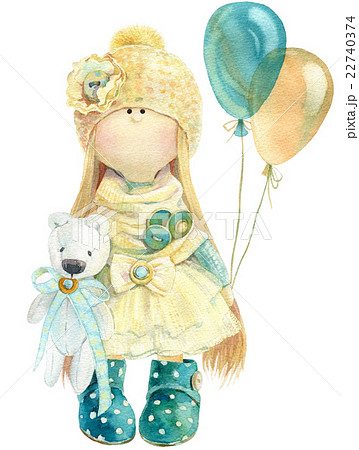 baby girl birthday holiday watercolor illustration 22740374