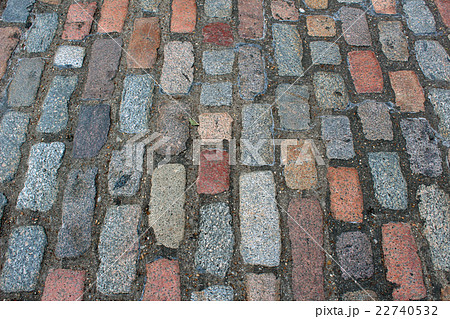 ヨーロッパの石畳 地面 道路 Europe Bricks Roadの写真素材