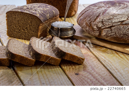 Bread rye  on a wooden table 22740665