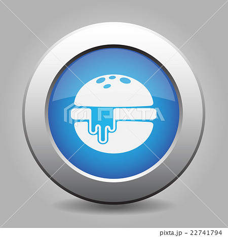 blue metal button - hamburger with melted cheese blue metal button - hamburger with melted cheese 22741794