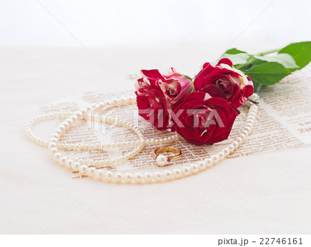 真珠と赤いバラ 22746161