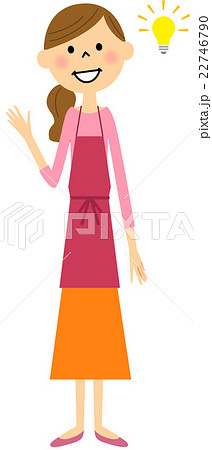 ひらめくエプロンの女性   22746790