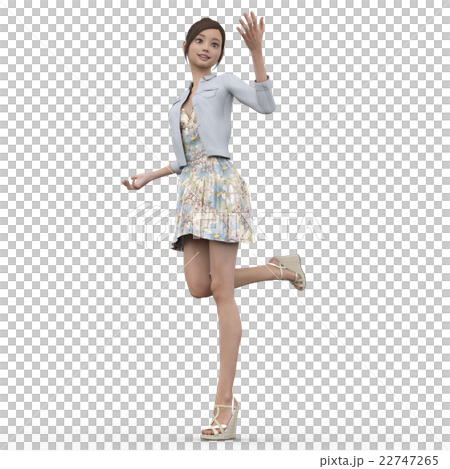 お出かけスタイル　綺麗な脚の女性　perming3DCGイラスト素材 22747265