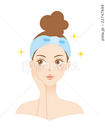 洗顔する女性 顔 イラストのイラスト素材