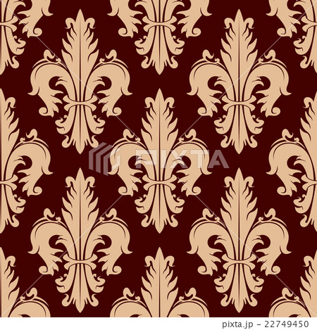 Fleur-de-lis seamless pattern with curly leaves 22749450