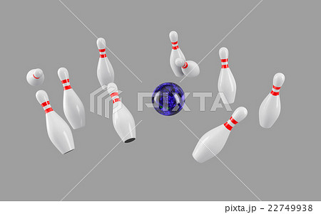 Bowling Ball crashing into the pins. 3D rendering Bowling Ball crashing into the pins. 3D rendering 22749938