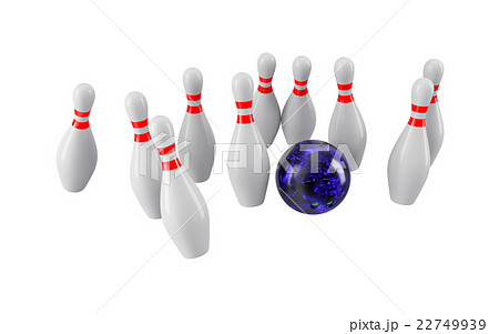 Bowling Ball crashing into the pins. 3D rendering Bowling Ball crashing into the pins. 3D rendering 22749939