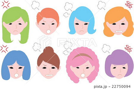 怒る女性達の顔 怒る女性達の顔 22750094
