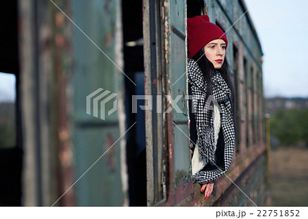 young beautiful girl with red hat 22751852