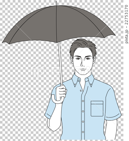 傘 雨傘 日傘 を差す男性のイラスト素材