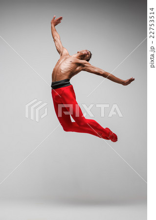 Young and stylish modern ballet dancer on gray Young and stylish modern ballet dancer on gray 22753514