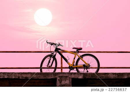 Beautiful mountain bike on concrete bridge. Beautiful mountain bike on concrete bridge. 22756637