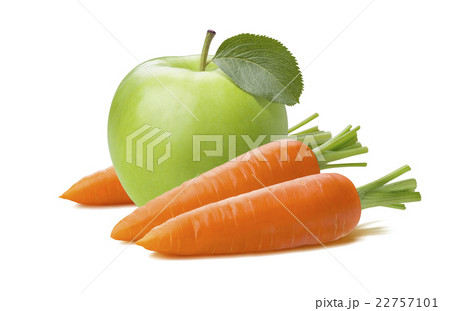 Green apple carrot isolated on white background Green apple carrot isolated on white background 22757101