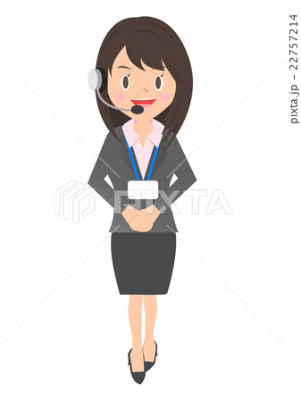 ネームホルダーをつけた女性会社員　コールセンター 22757214