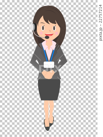 有名字持有人的女性公司工作者附有呼叫中心 22757214