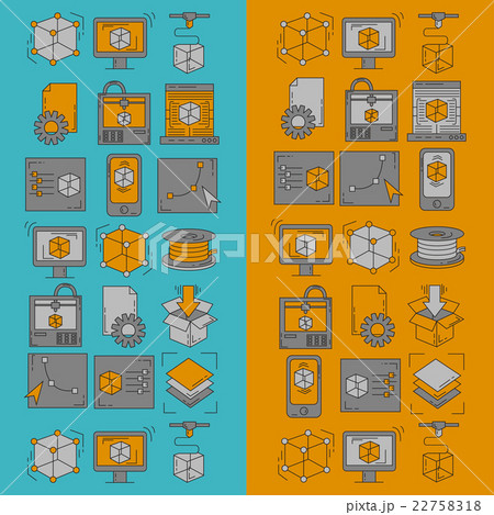 Vector doodle icons 3d printing 22758318