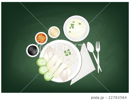 Hainanese Chicken Rice on A Green Chalkboard 22763564