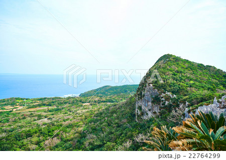 Aerial view of hill and sea in Okinawa, Japan Aerial view of hill and sea in Okinawa, Japan 22764299