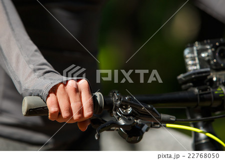 Woman hands on modern sport bike 22768050