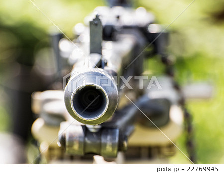 Close up photo of historical loaded machine gun 22769945